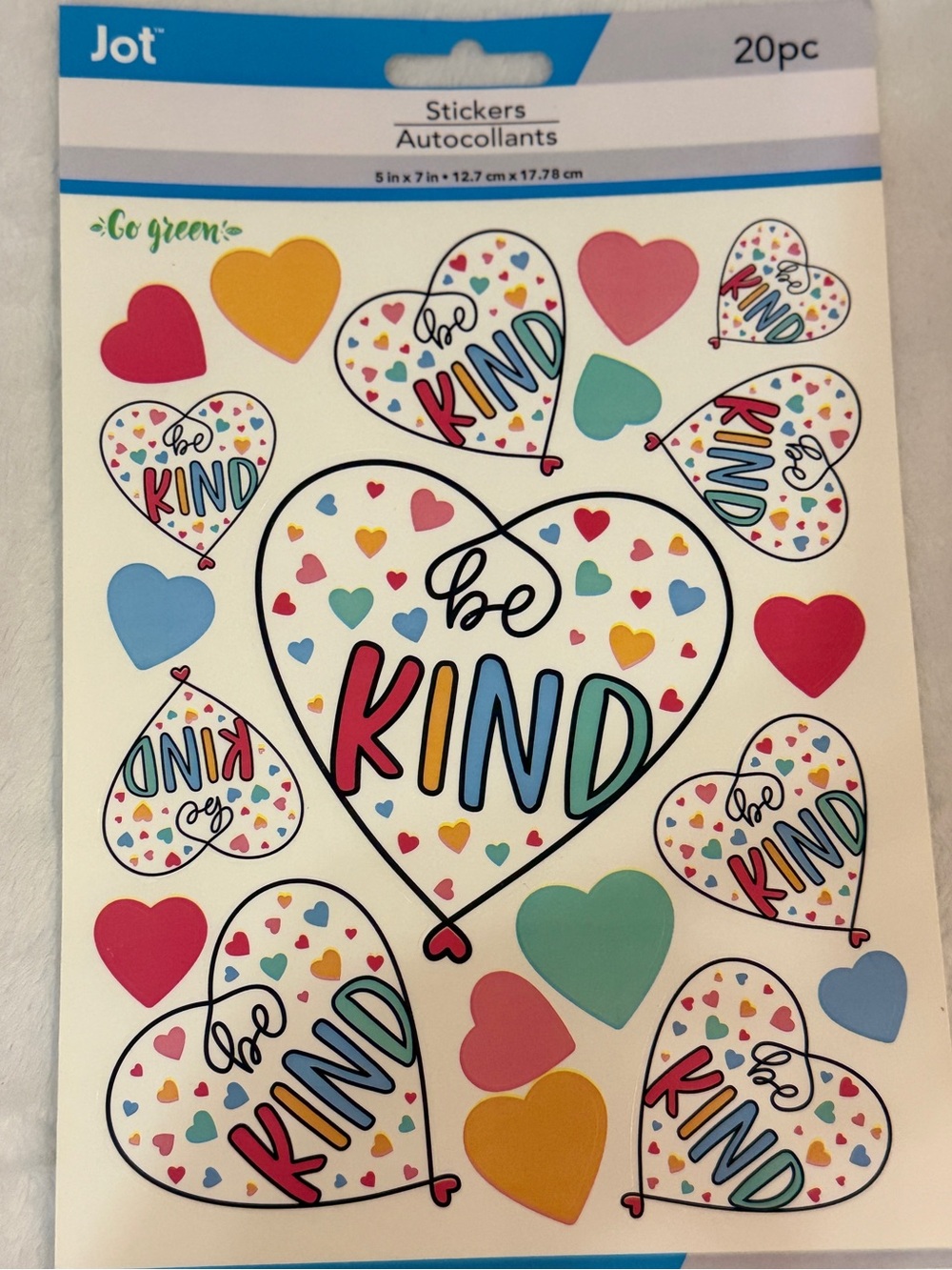 Jot "Be Kind" Heart Sticker Sheet — 20 PCS